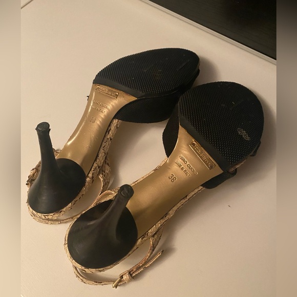 Dolce & Gabbana Black Fabric Leather Sandal Shoes Slingback 38 3" Inches - Picture 10 of 10